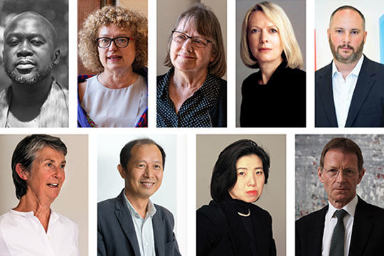nine headshots of jury members for the 2022 nasher prize